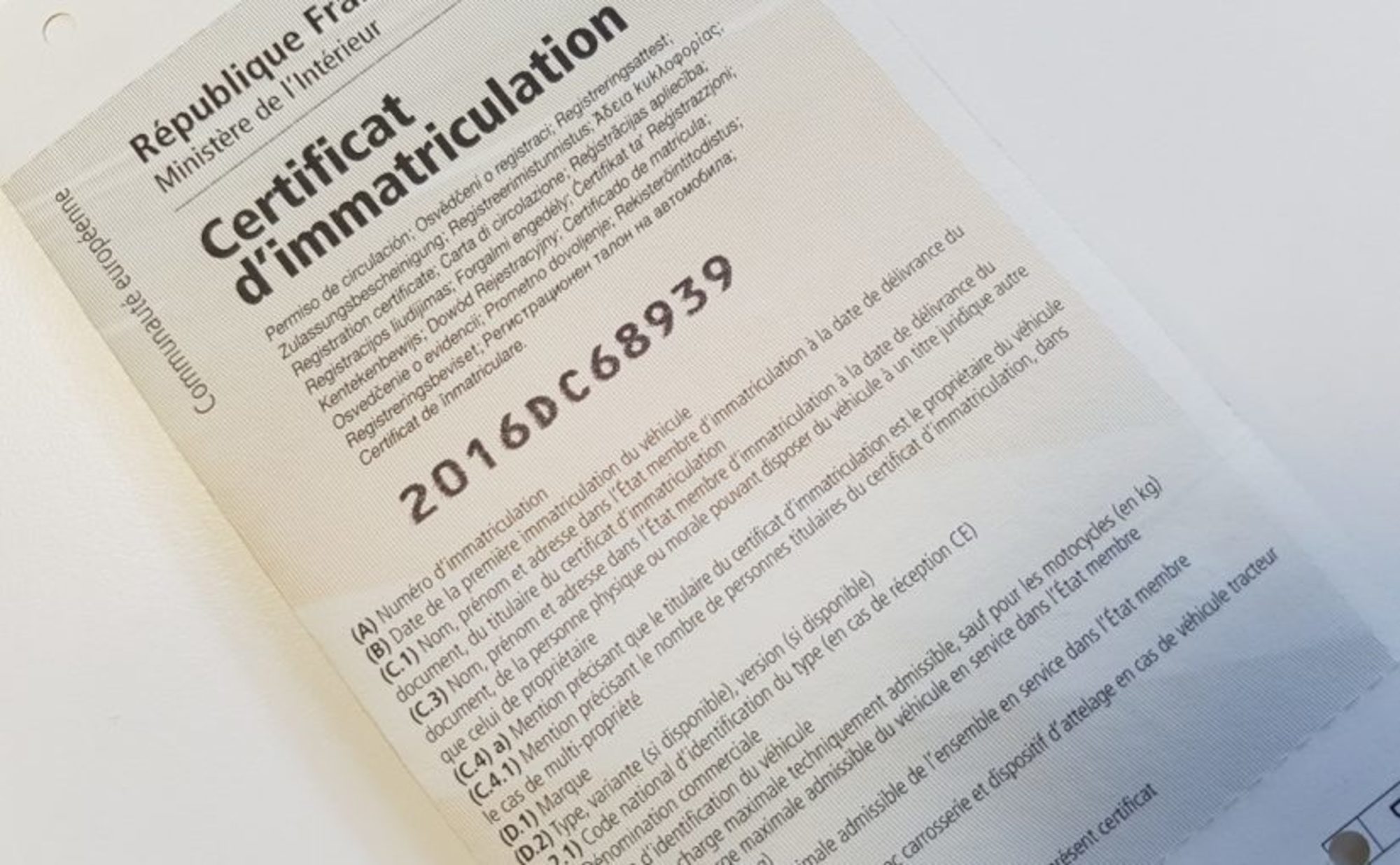 Immatriculation véhicule d'import